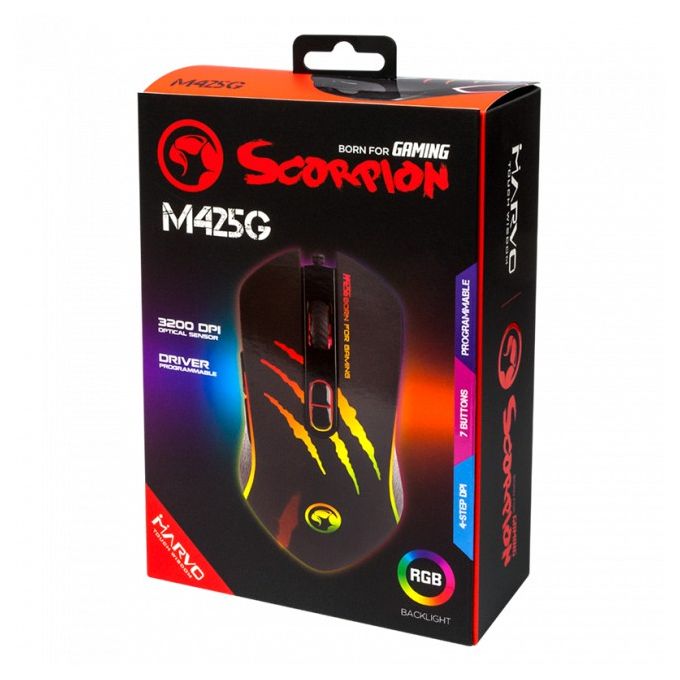 Marvo M425G RGB 3200DPI Gaming Mouse - Black