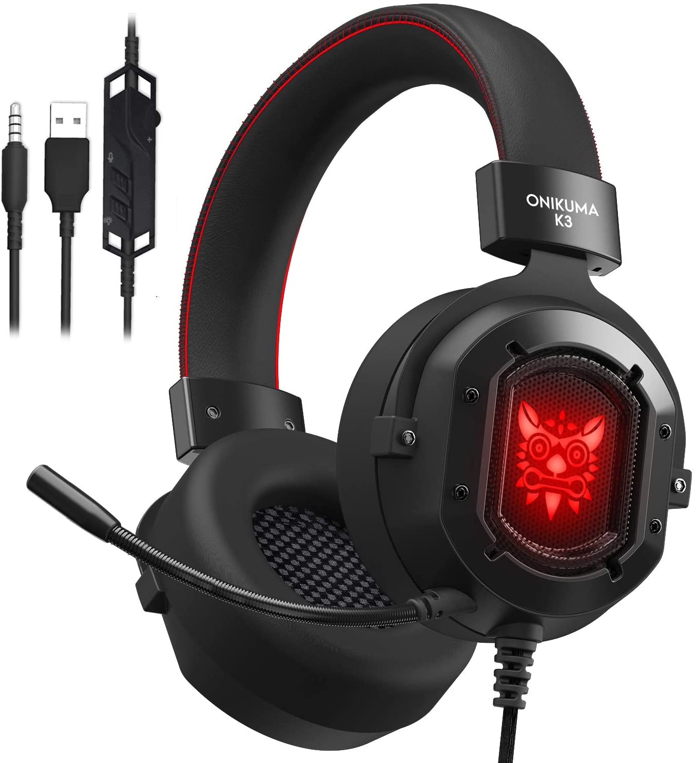 Gaming Headset, MMUSC Stereo Headphones for Laptop, Tablet, PS4, PC, Xbox One Controller, Noise Cancelling Over Ear Headset with Mic, LED Light, Bass Surround