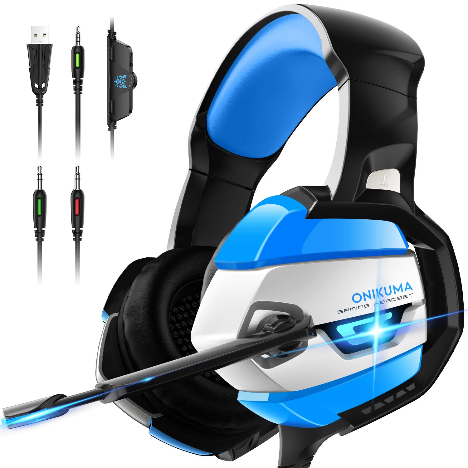 ONIKUMA Gaming Headset - Xbox One Headset PS4 Headset PC Headset with Noise Canceling Mic &7.1 Surround Bass, Gaming Headphones for PS4, Xbox One, PC,Gamecube ,Nintendo 64 (Adapter Not Included)
