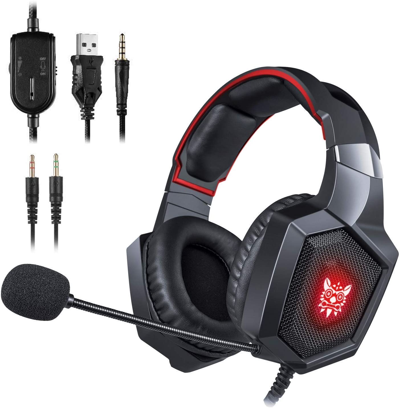 Gaming Headset - Stereo K8 Gaming Headset for PS4, New Xbox One, Noise Cancelling Mic Over Ears Gaming Headphones with Microphone for Playstation 4 Laptop Smartphones and PC (Black)