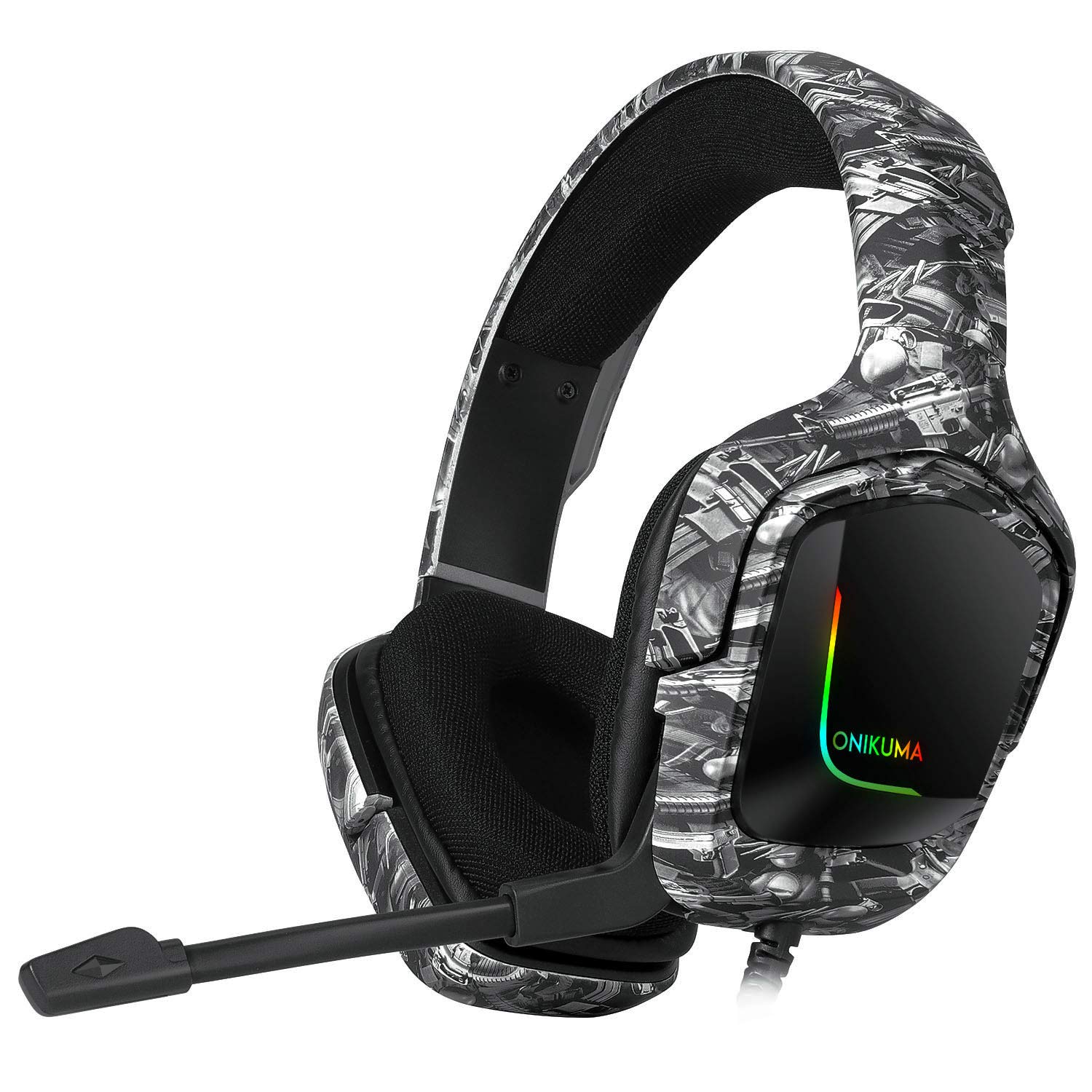 Gaming Headset with Surround Sound PS4 Headphones with Mic Works with Xbox One PC,RGB Lightweight Soft Earmuffs & Volume Control